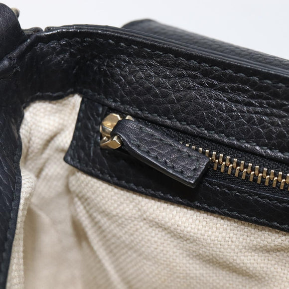 GUCCI Soho Chain Shoulder Bag Leather Black Gold 336752 Auth 205989M