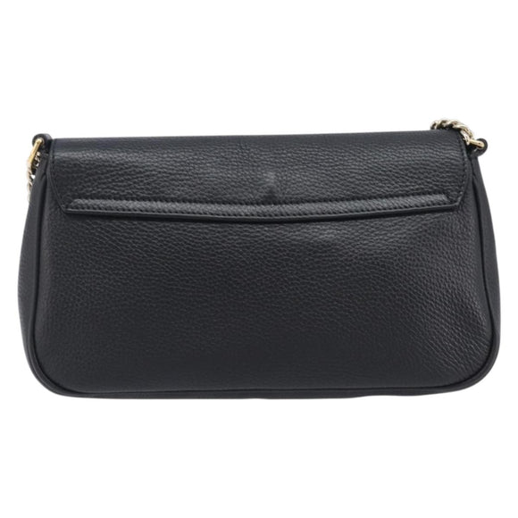 GUCCI Soho Chain Shoulder Bag Leather Black Gold 336752 Auth 205989M