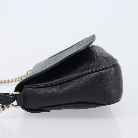 GUCCI Soho Chain Shoulder Bag Leather Black Gold 336752 Auth 205989M
