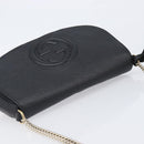 GUCCI Soho Chain Shoulder Bag Leather Black Gold 336752 Auth 205989M-6