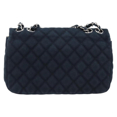 CHANEL Matelasse Chain Shoulder Bag Canvas Black Silver CC Auth 205990V - 0
