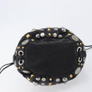Miu Miu Hand Bag Leather Black Gold Silver Auth 205991V-5