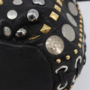 Miu Miu Hand Bag Leather Black Gold Silver Auth 205991V-15