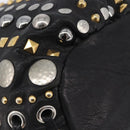 Miu Miu Hand Bag Leather Black Gold Silver Auth 205991V-16