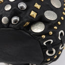 Miu Miu Hand Bag Leather Black Gold Silver Auth 205991V-17