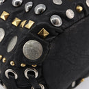 Miu Miu Hand Bag Leather Black Gold Silver Auth 205991V-18