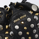 Miu Miu Hand Bag Leather Black Gold Silver Auth 205991V-19