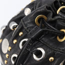 Miu Miu Hand Bag Leather Black Gold Silver Auth 205991V-10