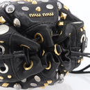 Miu Miu Hand Bag Leather Black Gold Silver Auth 205991V-6