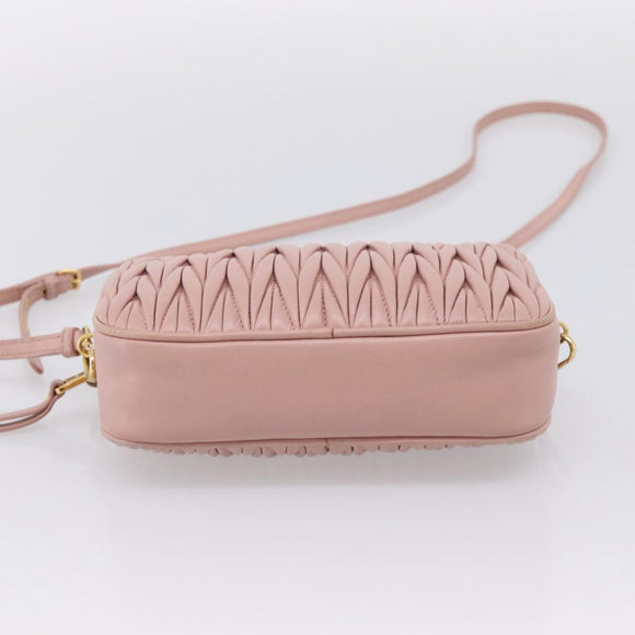 Miu Miu Matelasse Shoulder Bag Leather Pink Gold Auth 205992V