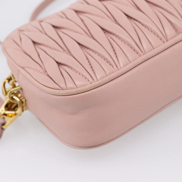 Miu Miu Matelasse Shoulder Bag Leather Pink Gold Auth 205992V