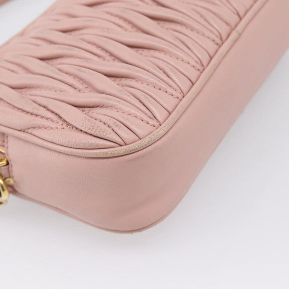 Miu Miu Matelasse Shoulder Bag Leather Pink Gold Auth 205992V