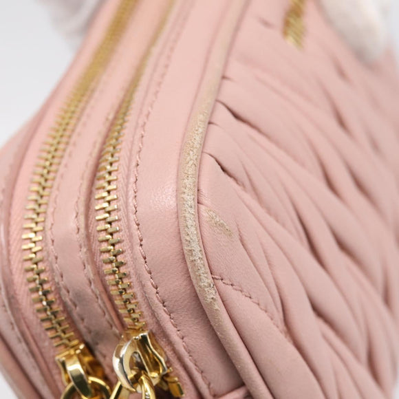 Miu Miu Matelasse Shoulder Bag Leather Pink Gold Auth 205992V