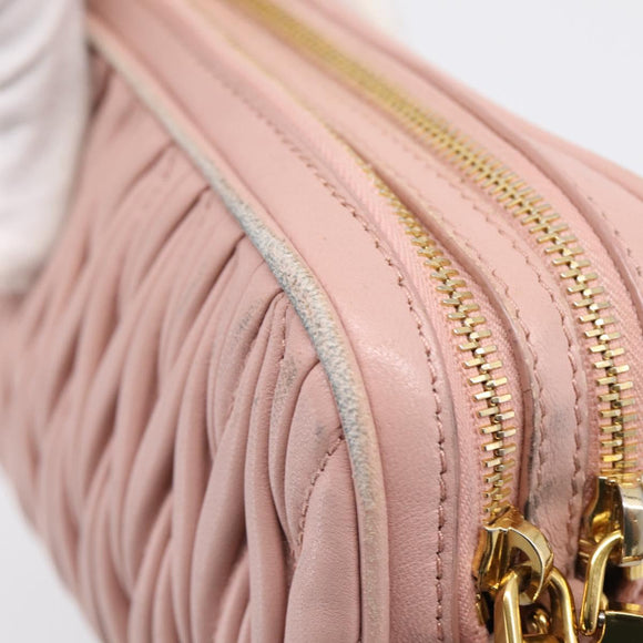 Miu Miu Matelasse Shoulder Bag Leather Pink Gold Auth 205992V