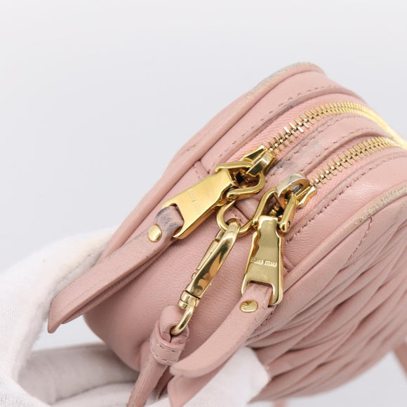 Miu Miu Matelasse Shoulder Bag Leather Pink Gold Auth 205992V