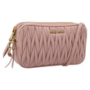 Miu Miu Matelasse Shoulder Bag Leather Pink Gold Auth 205992V-1