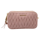 Miu Miu Matelasse Shoulder Bag Leather Pink Gold Auth 205992V-13
