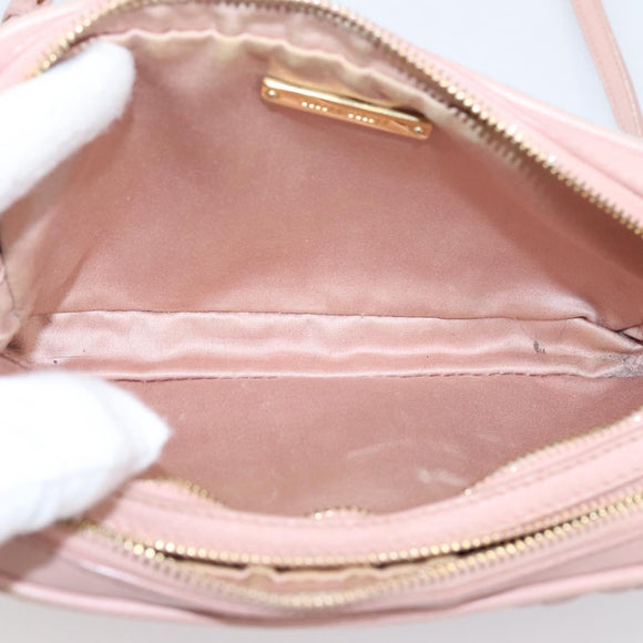 Miu Miu Matelasse Shoulder Bag Leather Pink Gold Auth 205992V