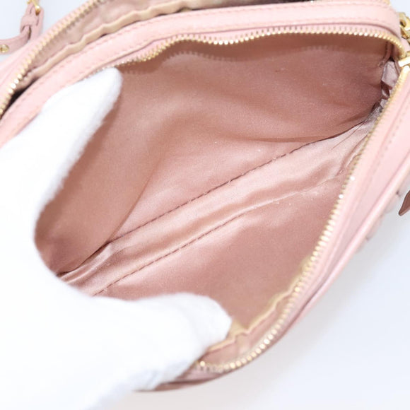 Miu Miu Matelasse Shoulder Bag Leather Pink Gold Auth 205992V