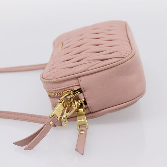 Miu Miu Matelasse Shoulder Bag Leather Pink Gold Auth 205992V