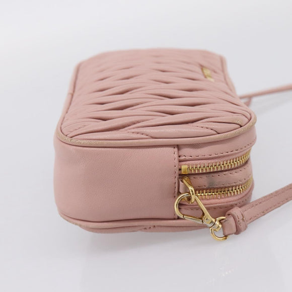 Miu Miu Matelasse Shoulder Bag Leather Pink Gold Auth 205992V
