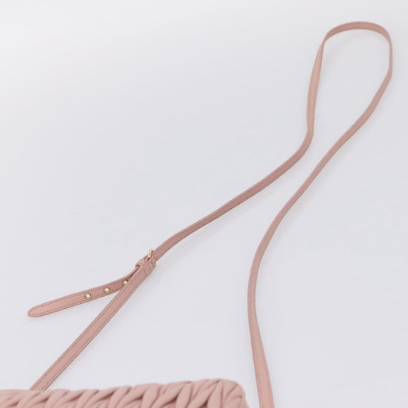 Miu Miu Matelasse Shoulder Bag Leather Pink Gold Auth 205992V