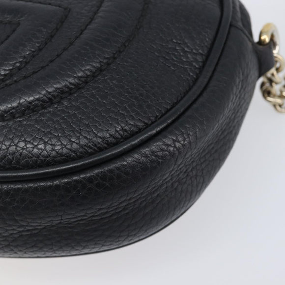 GUCCI Soho Chain Shoulder Bag Leather Black Gold 353965 Auth 205993
