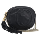 GUCCI Soho Chain Shoulder Bag Leather Black Gold 353965 Auth 205993-1