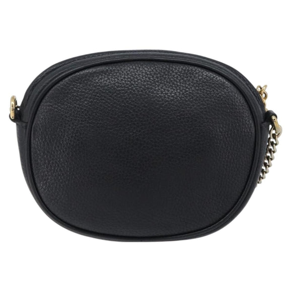 GUCCI Soho Chain Shoulder Bag Leather Black Gold 353965 Auth 205993