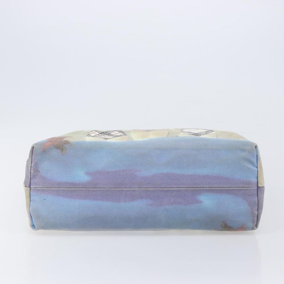 BURBERRY Hand Bag Canvas Blue Silver Auth 205994A