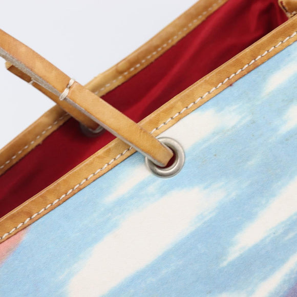 BURBERRY Hand Bag Canvas Blue Silver Auth 205994A