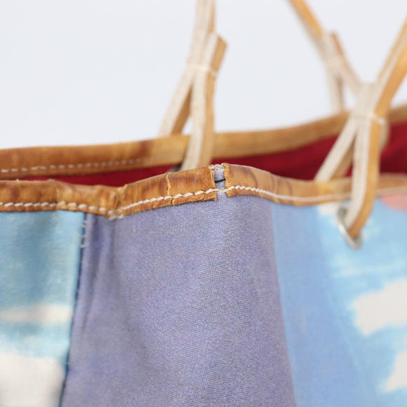BURBERRY Hand Bag Canvas Blue Silver Auth 205994A