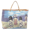 BURBERRY Hand Bag Canvas Blue Silver Auth 205994A-2