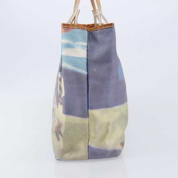 BURBERRY Hand Bag Canvas Blue Silver Auth 205994A