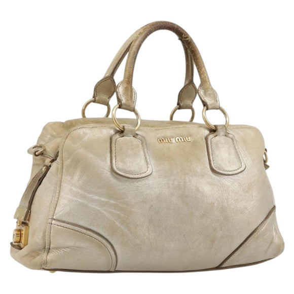Miu Miu Hand Bag Leather Gold Auth 205996