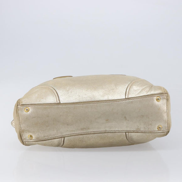 Miu Miu Hand Bag Leather Gold Auth 205996