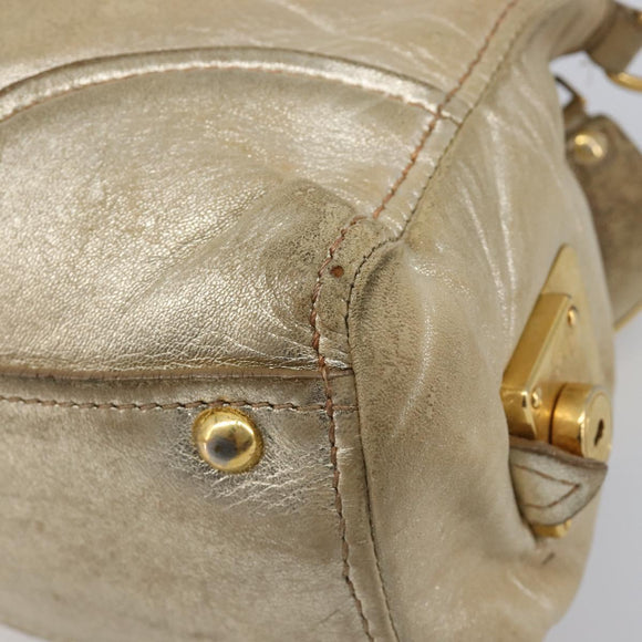 Miu Miu Hand Bag Leather Gold Auth 205996