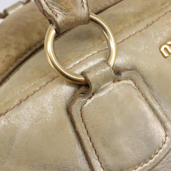 Miu Miu Hand Bag Leather Gold Auth 205996