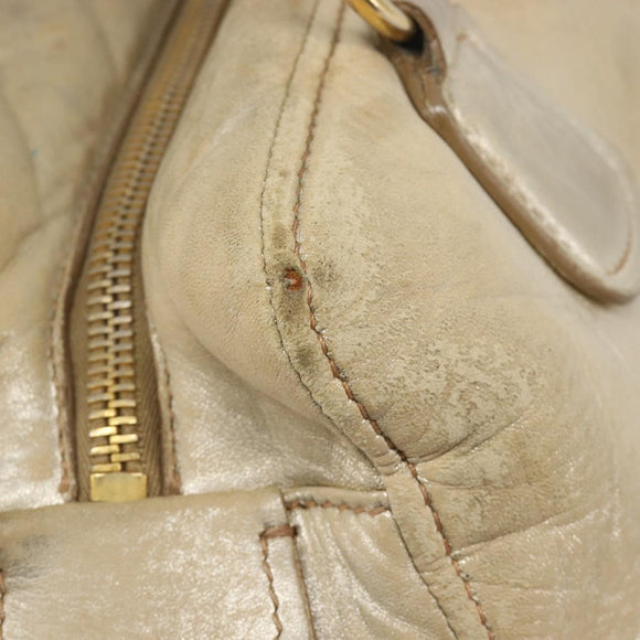 Miu Miu Hand Bag Leather Gold Auth 205996