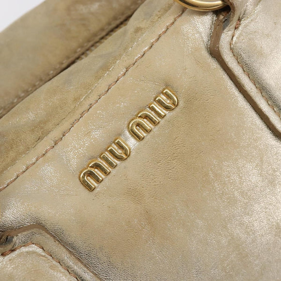 Miu Miu Hand Bag Leather Gold Auth 205996