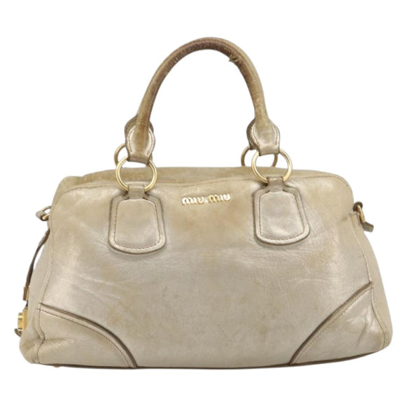 Miu Miu Hand Bag Leather Gold Auth 205996