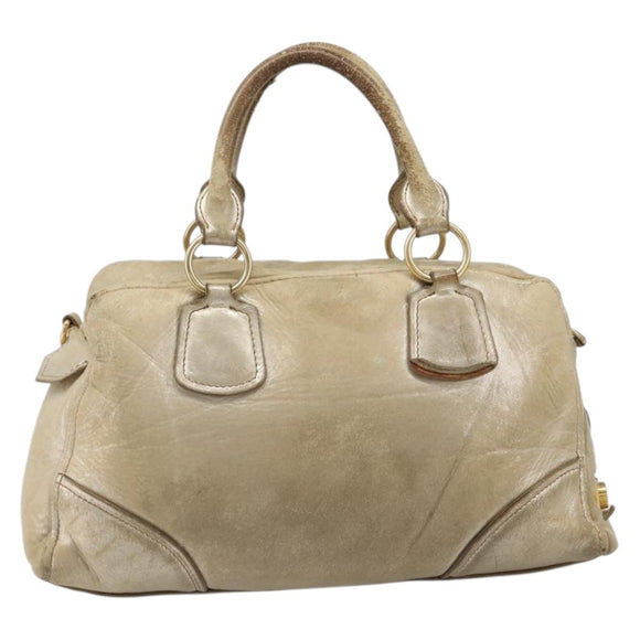 Miu Miu Hand Bag Leather Gold Auth 205996