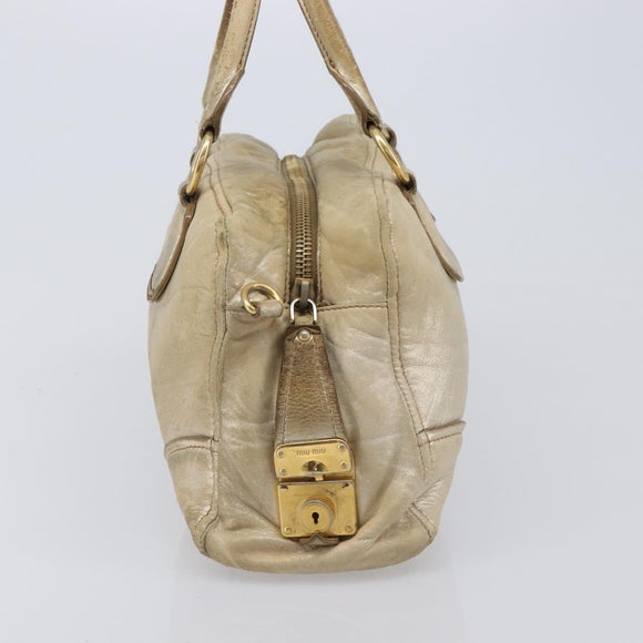 Miu Miu Hand Bag Leather Gold Auth 205996