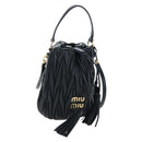 Miu Miu Matelasse Shoulder Bag Leather 2way Black Gold Auth 205997M-1