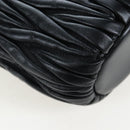 Miu Miu Matelasse Shoulder Bag Leather 2way Black Gold Auth 205997M-16