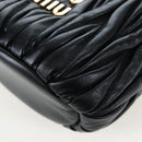 Miu Miu Matelasse Shoulder Bag Leather 2way Black Gold Auth 205997M-17
