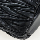 Miu Miu Matelasse Shoulder Bag Leather 2way Black Gold Auth 205997M-18