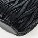 Miu Miu Matelasse Shoulder Bag Leather 2way Black Gold Auth 205997M-19