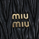 Miu Miu Matelasse Shoulder Bag Leather 2way Black Gold Auth 205997M-20