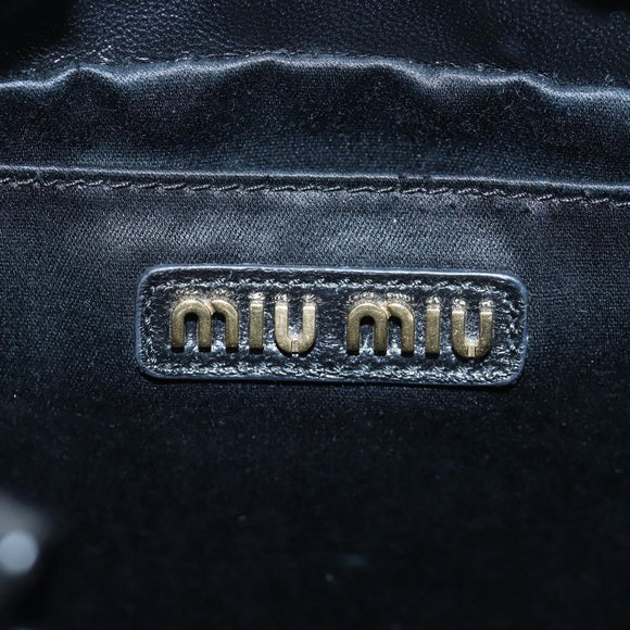 Miu Miu Matelasse Shoulder Bag Leather 2way Black Gold Auth 205997M